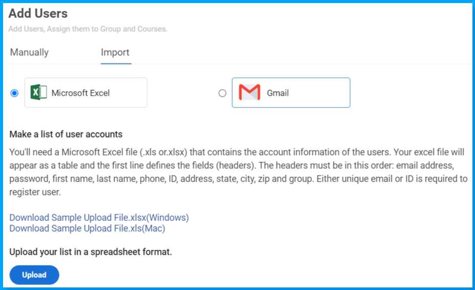 add users in the Virtual Classroom
